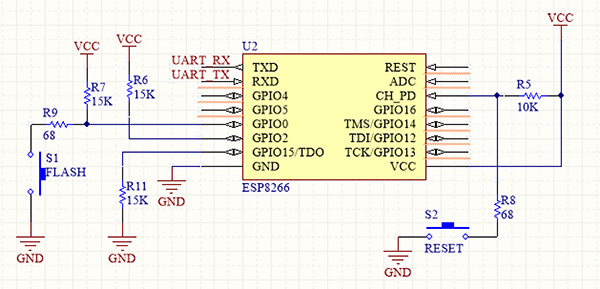 esp8266 breadboard schematic
