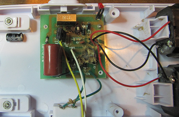 exploded capacitor in a transformerless power supply